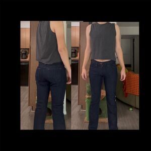 Dark Navy Wash Jeans with Red Stitching